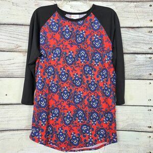 LuLaRoe Red Blue Paisley Raglan Dress Women’s L